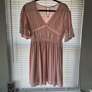 Chic Pink Embroidered Mini Dress